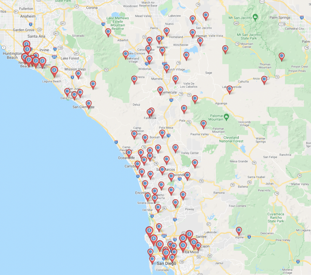 Southern California Community Media Network map by Zip code